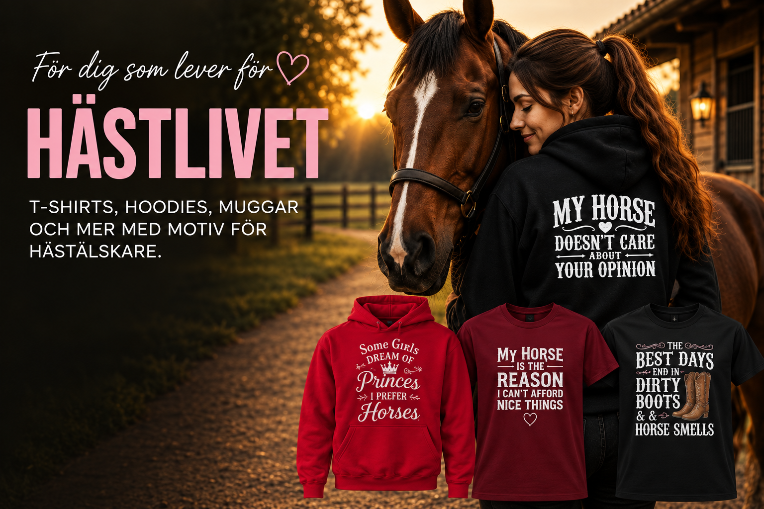 Hästlivet — t-shirts, hoodies och muggar för hästälskare